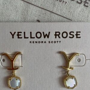 Yellow Rose Kendra Scott Yellowstone Vintage Gold Dutton MOP Drop Earrings NWT